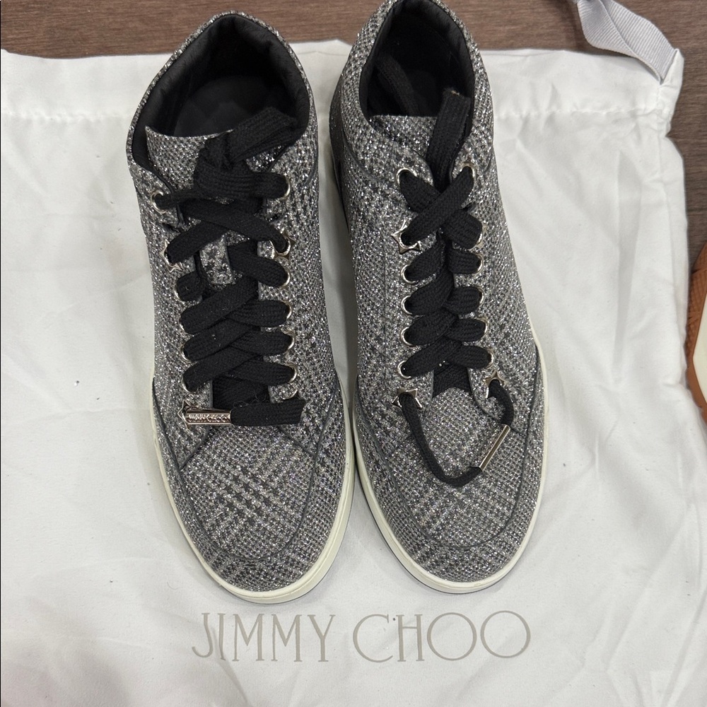 Jimmy Choo Women’s Black and Gray Patterned Sneakers